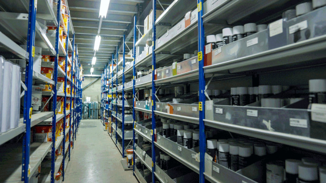 Aisle of stock in the HTS Spares warehouse