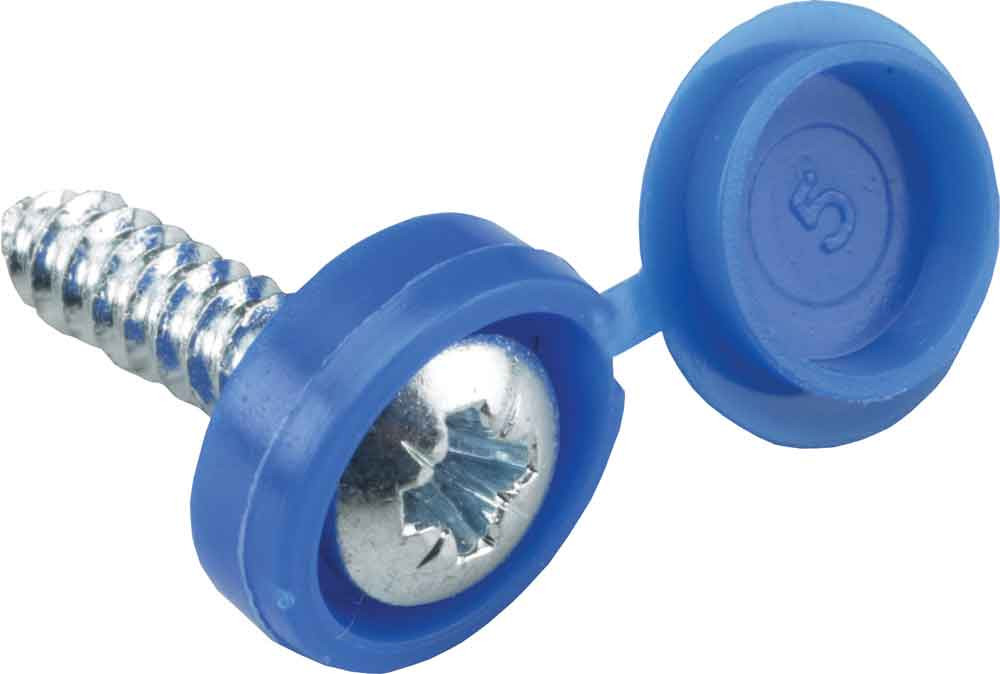 No. Plate Fixing 'Flip Top' Screw Blue Number Plate Fixings Buy