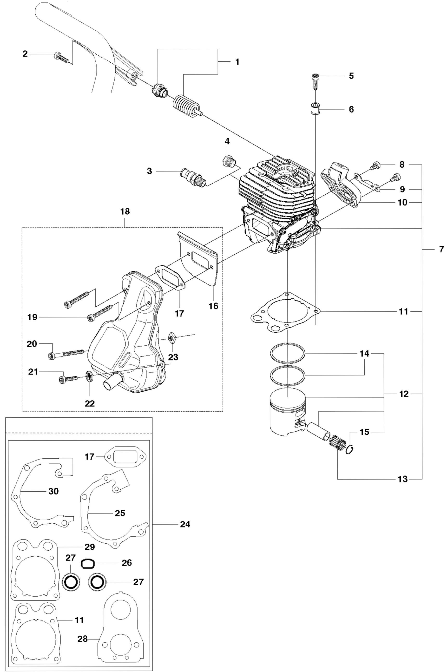 Top End Cylinder & Piston Kit For Husqvarna K760 K770 Cut-Off Saws – 76cc, 2-Stroke, With Gaskets & Seals