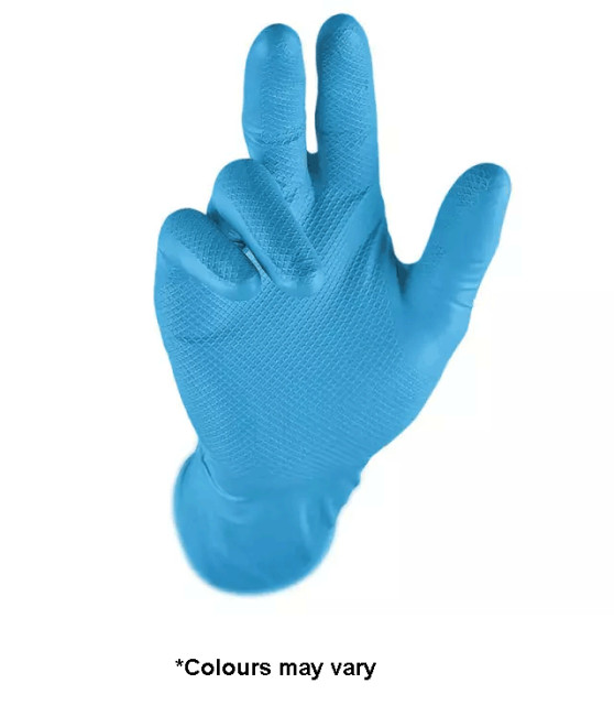 Grippaz Fish-Scale Nitrile Gloves Blue M 100Pk (HSP0865)